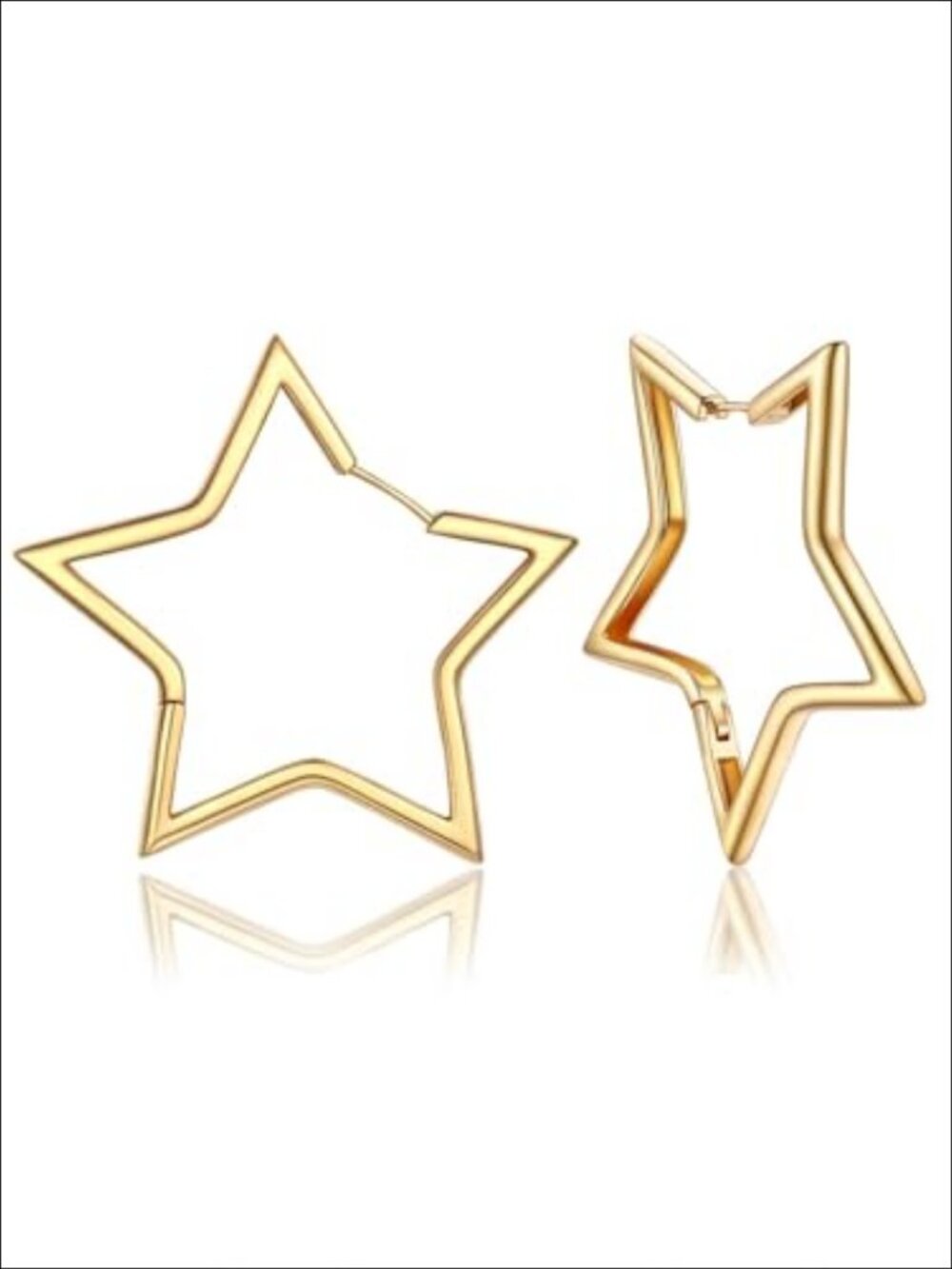 Star Hoop Earrings Gold Plated Brass Hypoallergenic